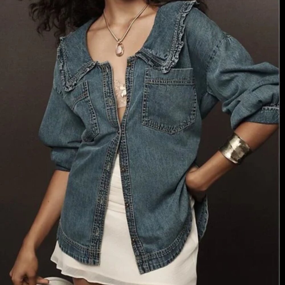 Anthro - Pilcro Jean Shirt with Statement collar